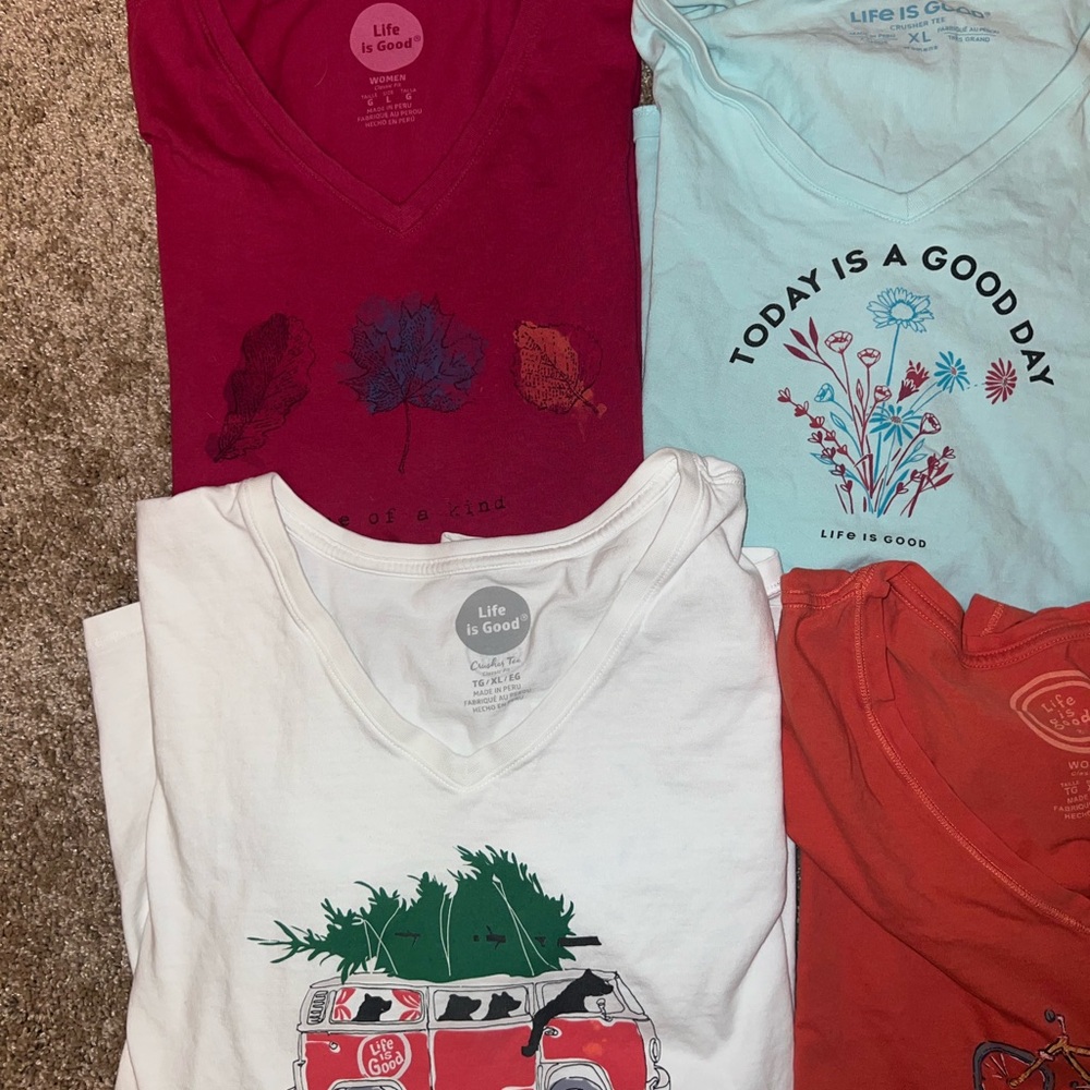 Lot of 8 Women’s Life Is Good Shirts V- Neck Size XL Summer Vibes Short Sleeve - Picture 6 of 10